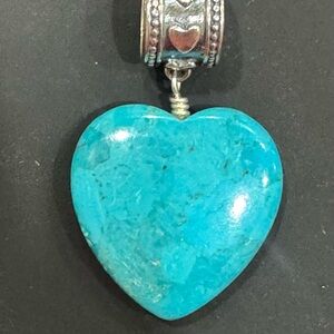 Jay King DTR Sterling Silver Turquoise Heart Pendant 925 with Intricate Bail
